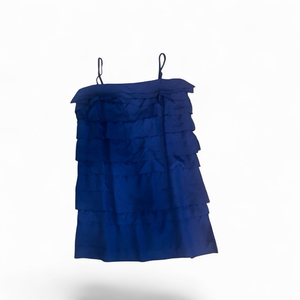Ann Taylor Loft Blue 100% Silk Dress Stretch Raw Edges Flapper New With Tags - Picture 4 of 8